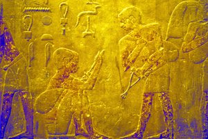 Égypte ancienne, peinture murale, Mastaba/Tombe de Ti, Saqqarah, 5e dynastie, Échange de marchandises au marché