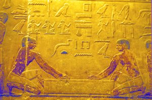 Égypte ancienne, sculpture/peinture murale, Mastaba/Tombe de Ti, Saqqara, 5e dynastie, ouvriers polissant du bois