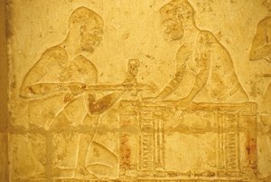 Égypte ancienne, sculpture/peinture murale, tombeau de Petosiris, Tuna el Gebel, 300 av. J.-C., charpentiers au travail - School Egyptian