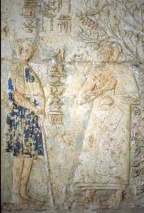 Égypte ancienne, Sculpture/peinture murale, Tombe de Petosiris, Tuna el-Gebel, 300 av. J.-C., Petosiris et sa femme