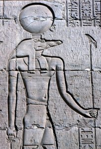 Égypte ancienne, peinture/sculpture murale, Sebek portant un ankh