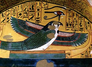 Louxor - Thèbes : rive gauche du Nil. Deir el-Médineh : nécropole des artisans. Tombe de Sennedjem. 18e dynastie. Représentation du dieu Horus - School Egyptian