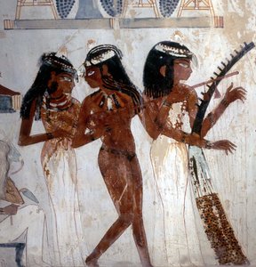 Louxor Thèbes : Nécropole des Nobles, tombe de Nakht (18e dynastie), musiciens. Vallée des Nobles - School Egyptian