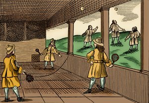 Une partie de tennis, tirée de "Orbis Pictus" de John Amos - School English