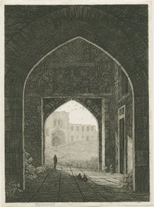 Château de Dudley - Corps de garde et porte nord : eau-forte, nd [?19e siècle] (impression) - School English