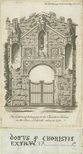 Lichfield - Porte de la maison des choristes : gravure - School English