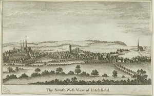 Lichfield - Vue sud-ouest : gravure sur cuivre, nd [fin 18e siècle] (impression)