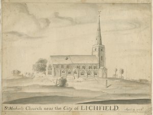 Lichfield - Église Saint-Michel : dessin sépia - School English