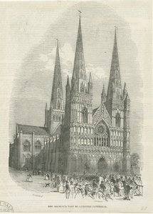 Cathédrale de Lichfield - Façade ouest : gravure sur bois, nd [1843]