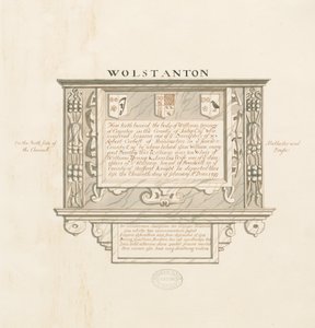 Église de Wolstanton - Monument mural à William Yonge de Caynton : dessin à la plume et au lavis, nd [?19e siècle] - School English