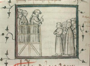Charles V (1338-80) le Sage prêchant aux Halles, Paris, en 1364 - School French