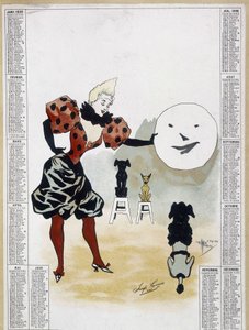 Cirque : les chiens savants - calendrier, Arts Déco. - School French