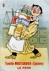 Jeu des Sept Familles : Le père de la famille Moutardier (Épiciers). Musée de la Carte à Jouer, Issy-les-Moulineaux - School French