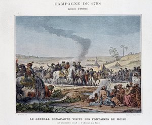Le général Bonaparte visite les fontaines de Moïse - dans « Victoires et Conquêtes des Armées Françaises », Paris, n.d (gravure)