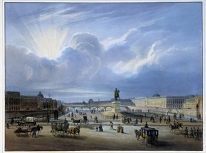 Vue générale du Louvre avec la statue d