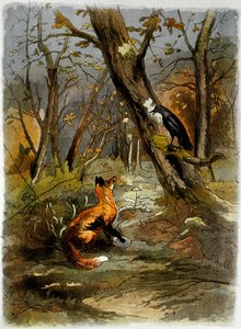 Le corbeau et le renard, extrait des Fables de La Fontaine (impression) - School French