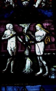 Fenêtre représentant Adam et Ève et le Serpent - School French