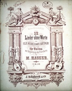 12 Lieder sans paroles accompagnés au piano, par Felix Mendelssohn (lithographie)