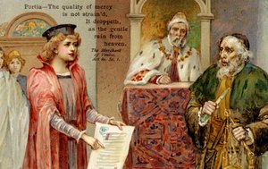 Acte IV, scène I de "Le Marchand de Venise" de William Shakespeare (impression)