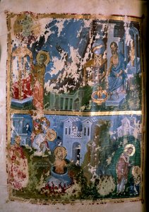 Scènes de la vie de Saint Cyprien. Miniature dans « Homélies. Orationes » de Saint Grégoire de Nazianze (328-390), 879-882. Manuscrit grec. Paris, NL