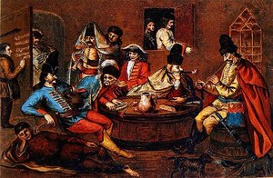 Soldats rebelles du Prince Ferenc Rakoczi II se relaxant avec des compagnons