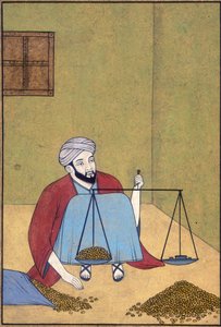 Un shroff pesant des pièces, c.1910