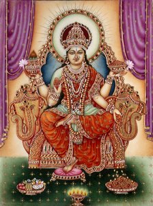 Miniature de la déesse Lakshmi sur ivoire