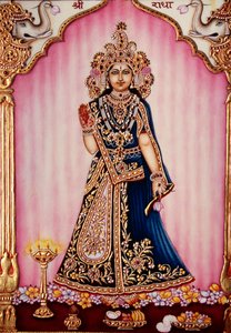 Déesse Radha, peinture miniature sur ivoire