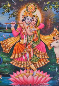 Krishna et Radha (lithographie couleur)