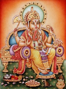 Seigneur Ganesh Ganpati Peinture miniature sur ivoire