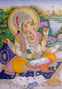 Seigneur Ganesh Ganpati Peinture miniature sur papier