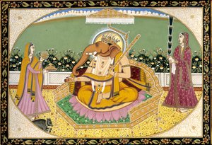 Seigneur Ganesh avec Ridhi et Siddhi Peinture miniature Inde
