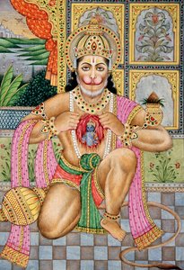 Peinture Miniature de Lord Hanuman sur Papier