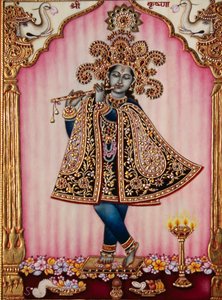 Miniature de Krishna sur ivoire