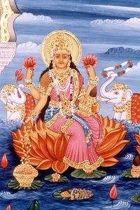 Peinture miniature de la déesse Laxmi, Inde