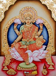 Peinture Miniature de la Déesse Laxmi, Inde