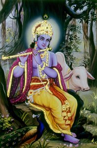 Peinture miniature de Lord Krishna, Inde - School Indian
