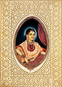 Peinture Miniature de Mumtaz Mahal sur Ivoire - School Indian