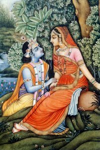 Peinture miniature de Radha Krishna, Inde