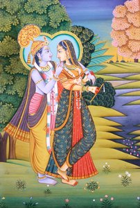 Peinture Miniature de Radha Krishna