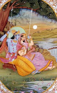 Peinture miniature de Radha Krishna, Inde