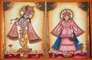 Peinture Miniature de Radha Krishna sur Ivoire