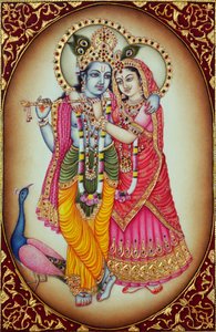 Peinture miniature de Radha Krishna sur ivoire