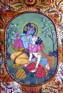 Miniature de Radha Krishna sur papier