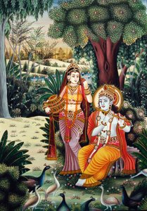 Miniature de Radha Krishna sur papier