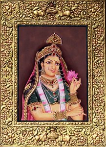 Radha, miniature sur papier avec embossage doré