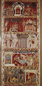 Scènes du Ramayana, poème épique composé au 6ème siècle par Valmiki racontant la légende de Rama. Bengale occidental. Bibliothèque Victoria & Albert. Londres - School Indian