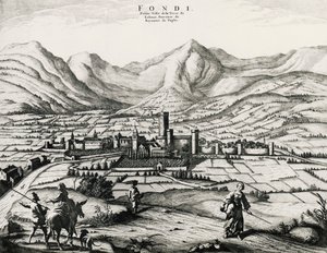 Ville de Fondi dans le Latium, gravure, Italie