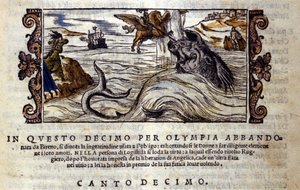 Scène du poème chevaleresque "Orlando Furioso" (Roland Furieux) de Ludovico Ariosto (1474 - 1533)