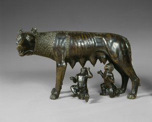 La Louve capitoline allaitant Romulus et Remus - School Italian